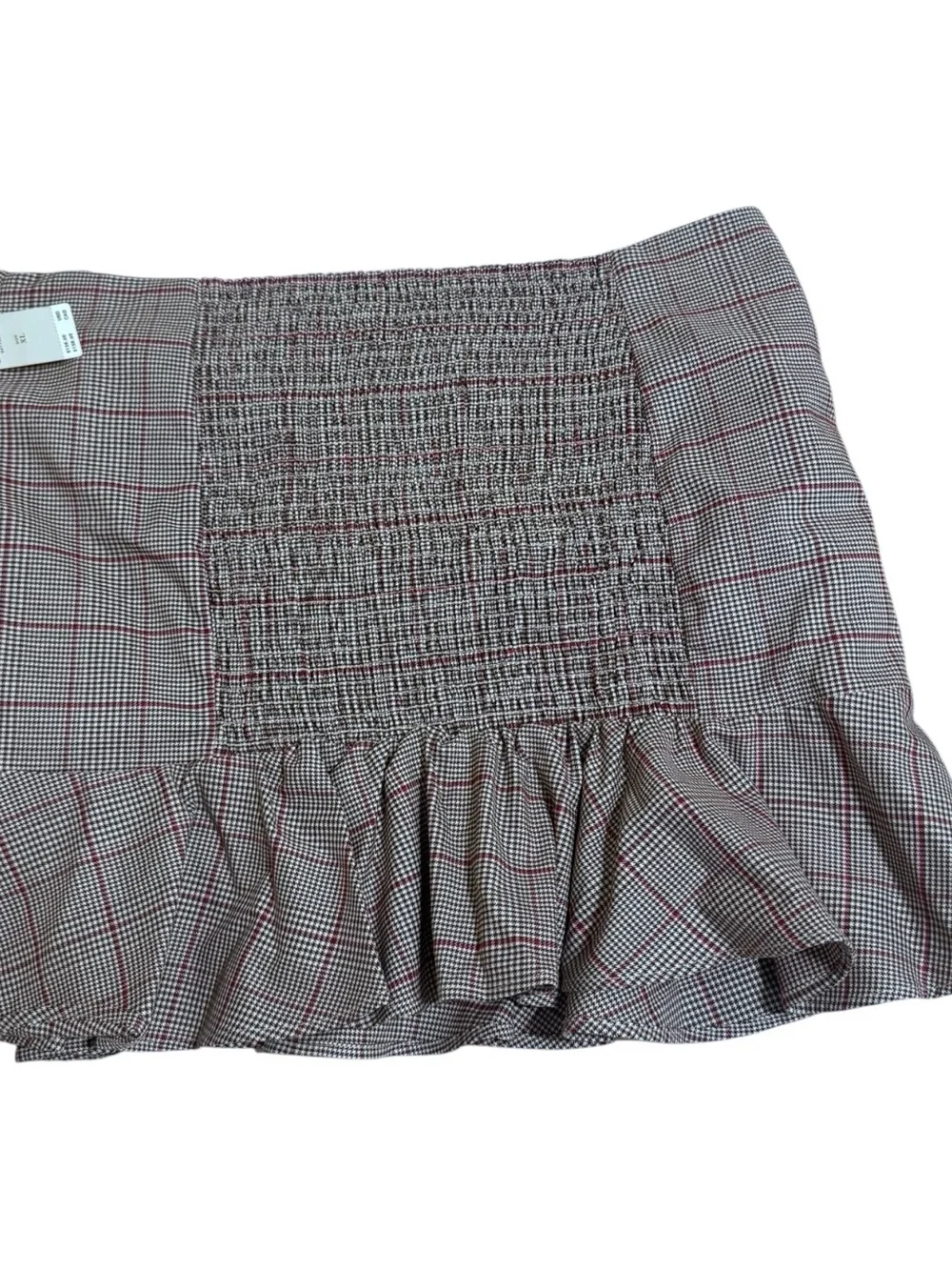 Maeve Gray Plaid Ruffle Mini Skirt with Bow